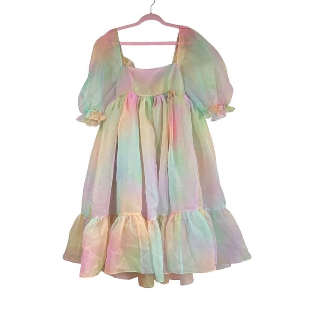 SELKIE $325 NWOT The Rainbow French Puff dress M - Picture 3 of 8